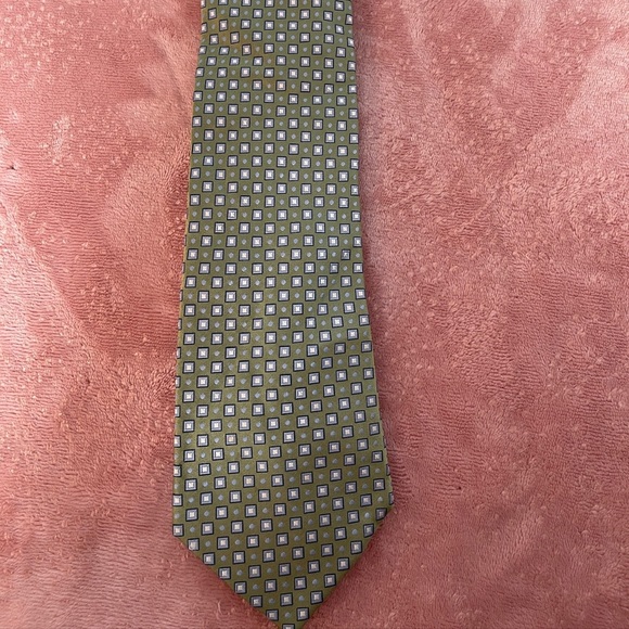 Stafford Olive and Navy Geometric Tie - Picture 3 of 8
